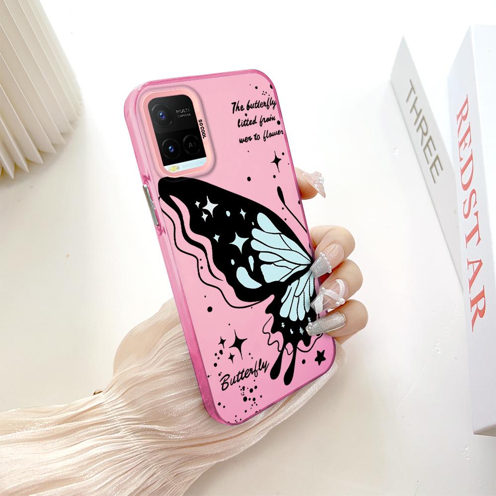 

Окрашенный узор, красочный серебристый, двухсторонний, жесткий, противоударный чехол для телефона Vivo Vivo V27 Pro 5G темно-розовый