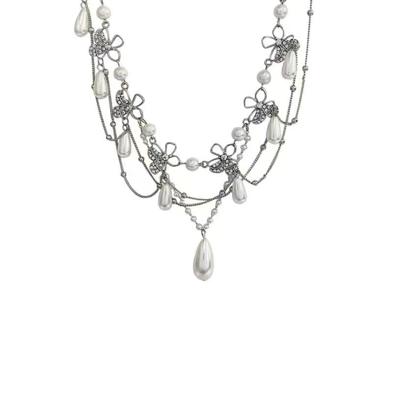 

French light luxury full diamond flower necklace exquisite high sense niche collarbone chain fashion temperament dress accessories