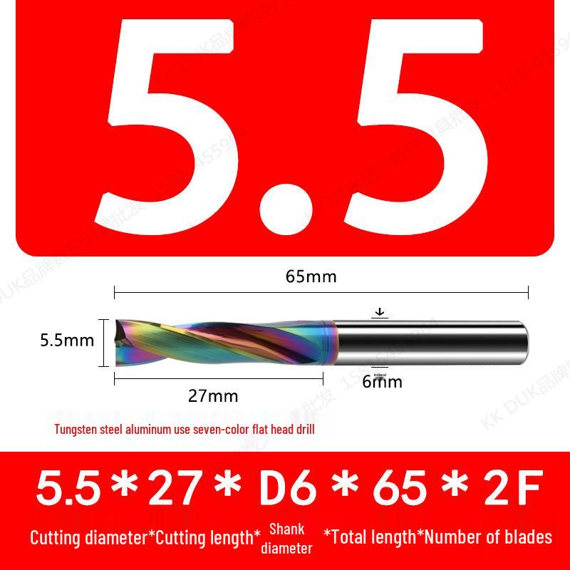 Tungsten Steel Flat Head Drill Bit for Aluminum, 180°, 4.1-6.0mm (0.1mm Intervals)
