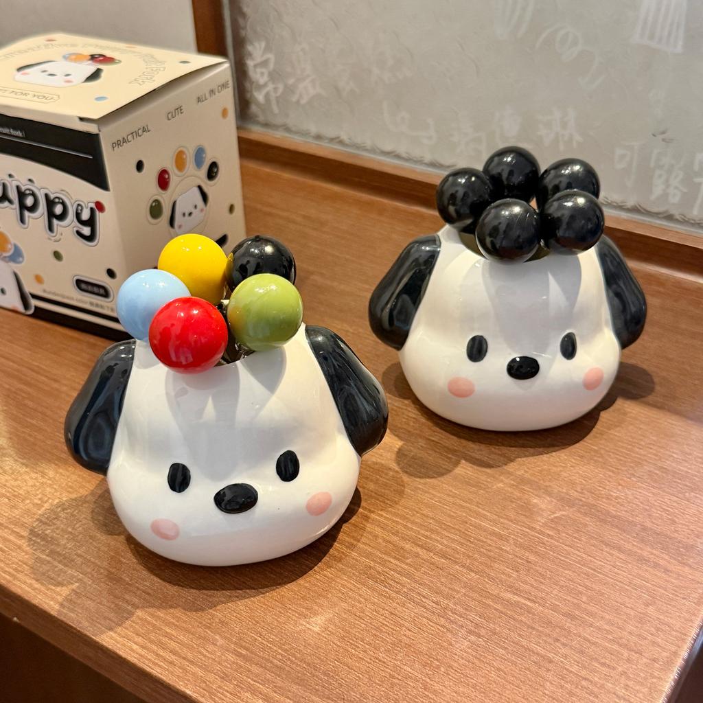 Cute Puppy Fruit Fork Set Household Stainless Steel Dessert Small Fork Storage Jar Living Room Fruit Tea Children's Fruit Stick