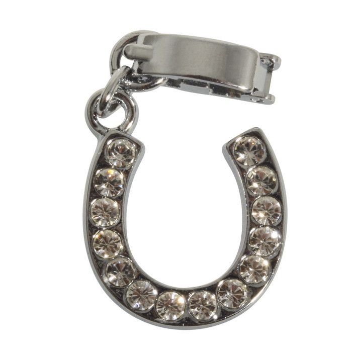 Shoe - Charms: Fer à cheval en strass, 14mm, avec clip 11mm, 1 pce