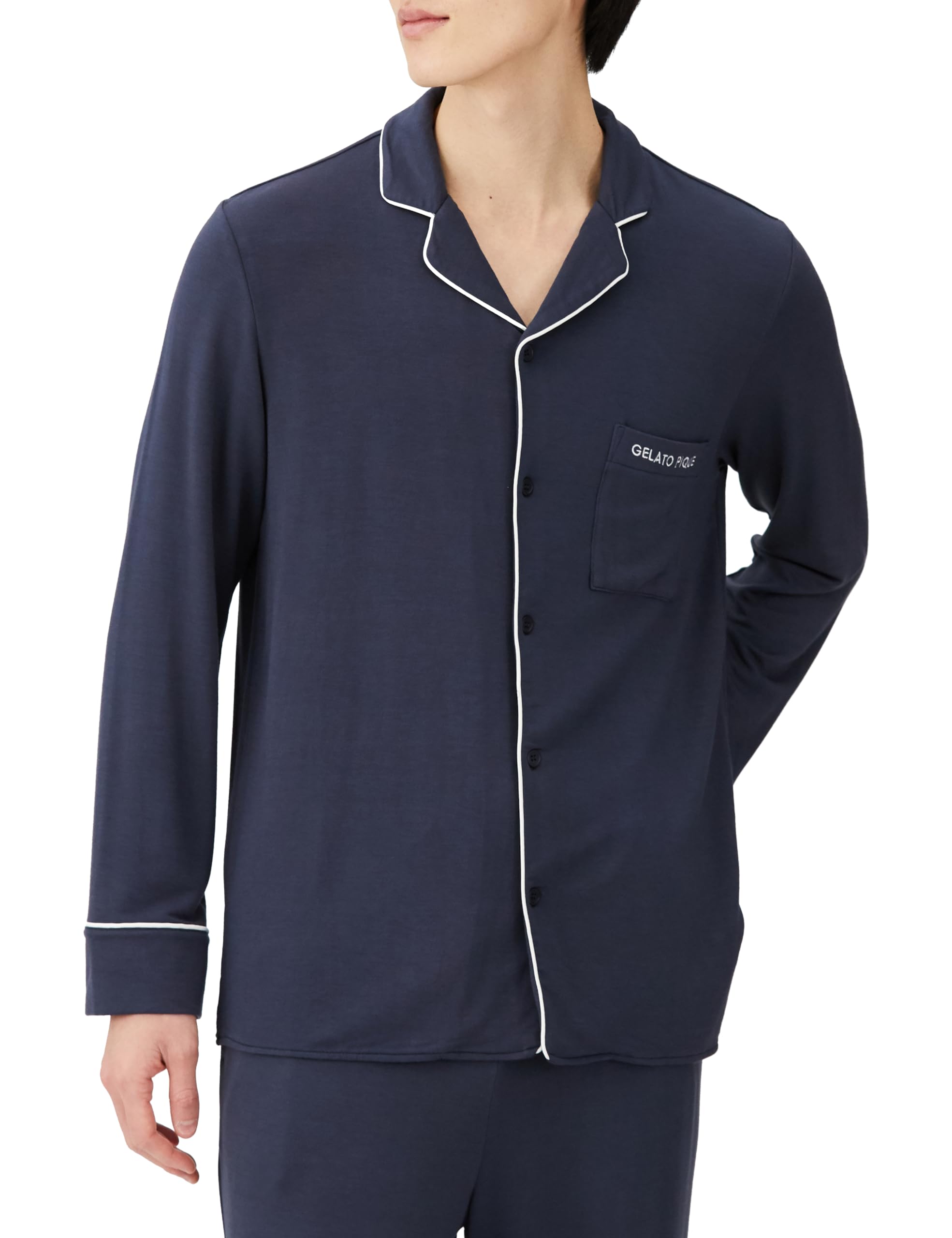 

HOMME Рубашка с окантовкой из искусственного шелка PMCT235278 NVY L [Gelato Pique] Мужская