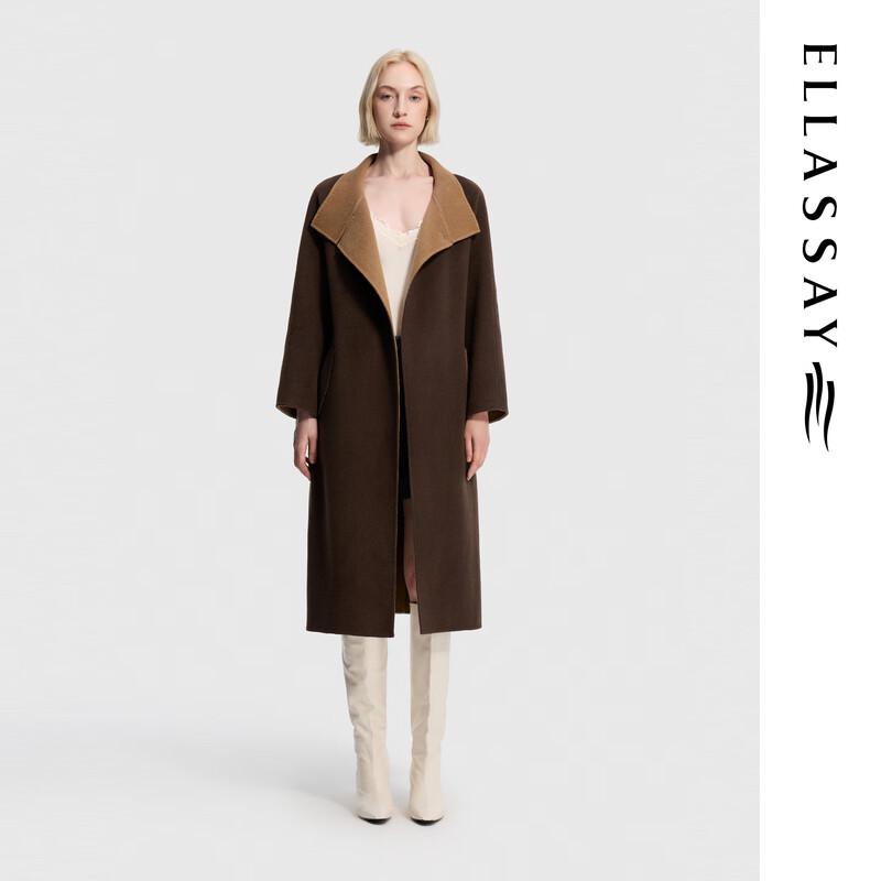 ELLASSAY Wool-Cashmere Belted Wrap Long Coat