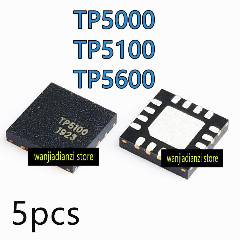 5pcs Original TP5000 TP5100 QFN16 TP5600 QFN24 Li-ion Battery Charger IC Chip Li-ion Battery Charging Management IC Chip QFN