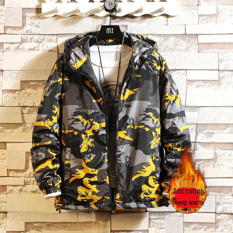 Men's Korean Camouflage Cotton Winter Coat for High School Students