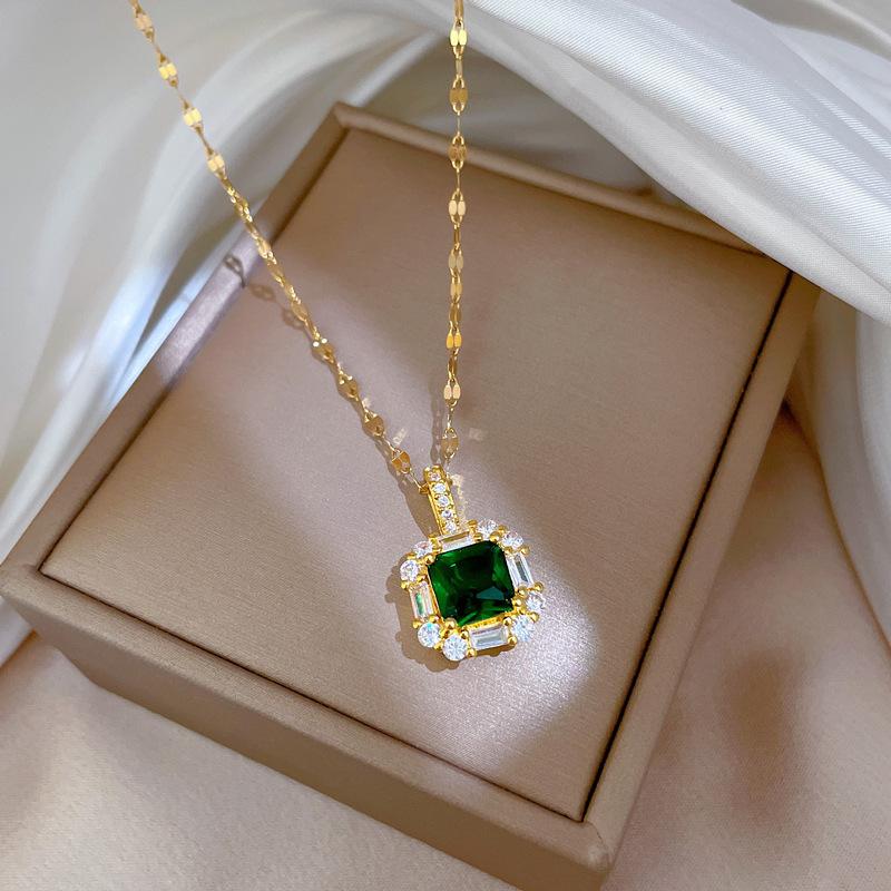 Multi-Element Style Copper Micro-Inlaid Necklace Combination Female Real Gold Electroplated Exquisite Collarbone Chain