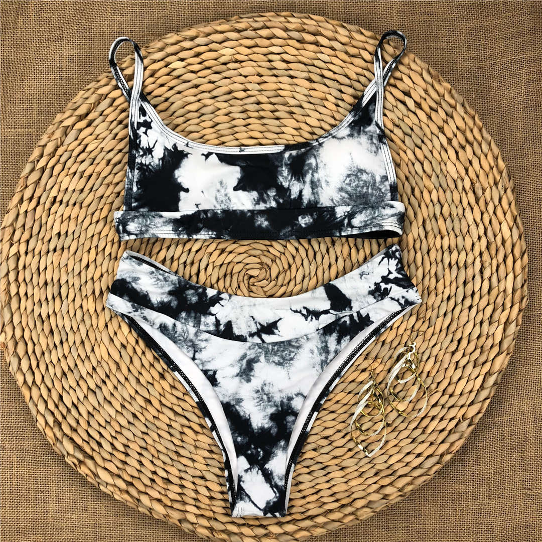 

11 цветов, сексуальный бикини с принтом Tie-Dye, женский купальник, женский купальник, комплект бикини, купальный костюм S чёрный