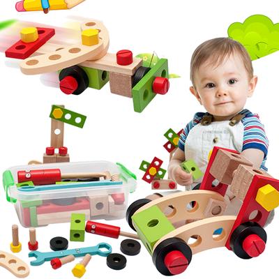 Dřevěná matice Šroub Demontáž Montáž Toolbox Hračky Simulace Oprava Dřevorubecké Nářadí Kreativní DIY Hraní na Předstírání Sada Pro Děti