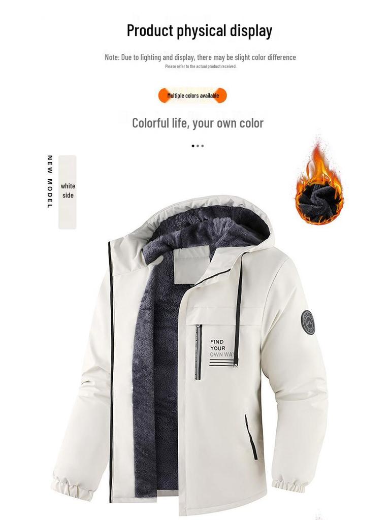 Herren Winter Plus Samt Verdickte Kapuzenjacke für Outdoor-Sport & Freizeit