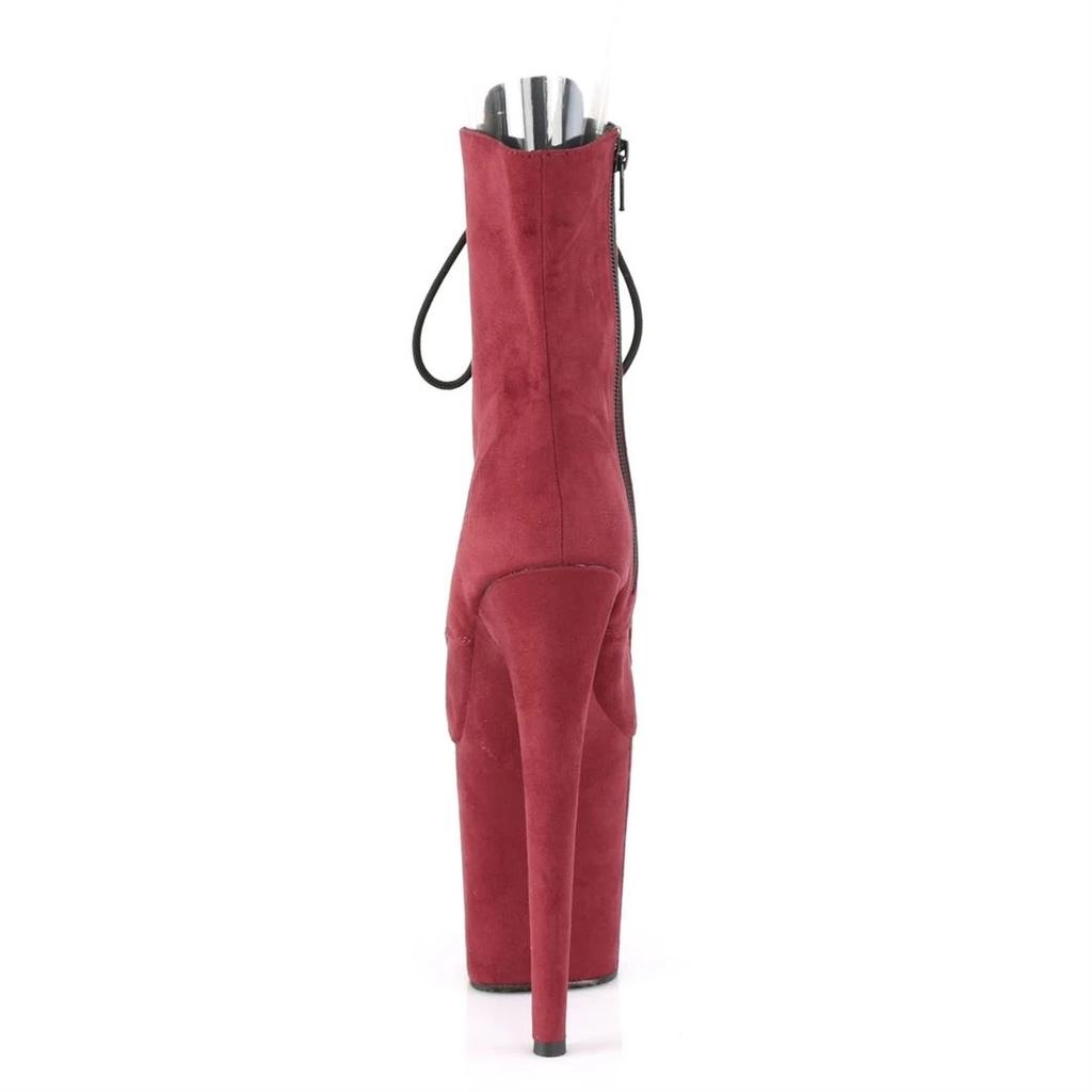 20Cm Front Lace-up Fish Mouth Thin Heel High Heel Low Boots Nightclub Stage Pole Dance High Heel Sole Short Boots YKC