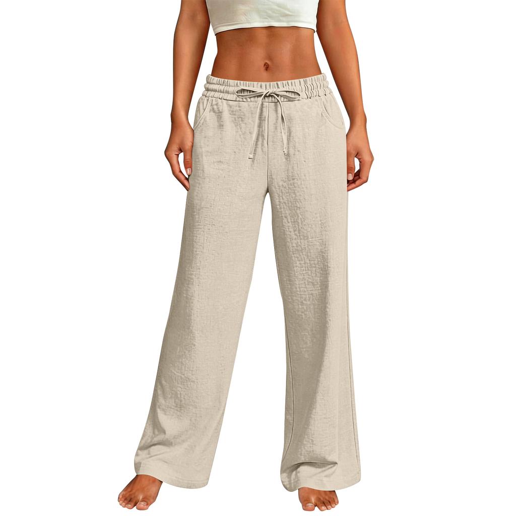 Women's Loose-fitting Wide-leg Pants, Casual Loose-fitting Pants, High-elastic Waistband, Long Pants With Pockets