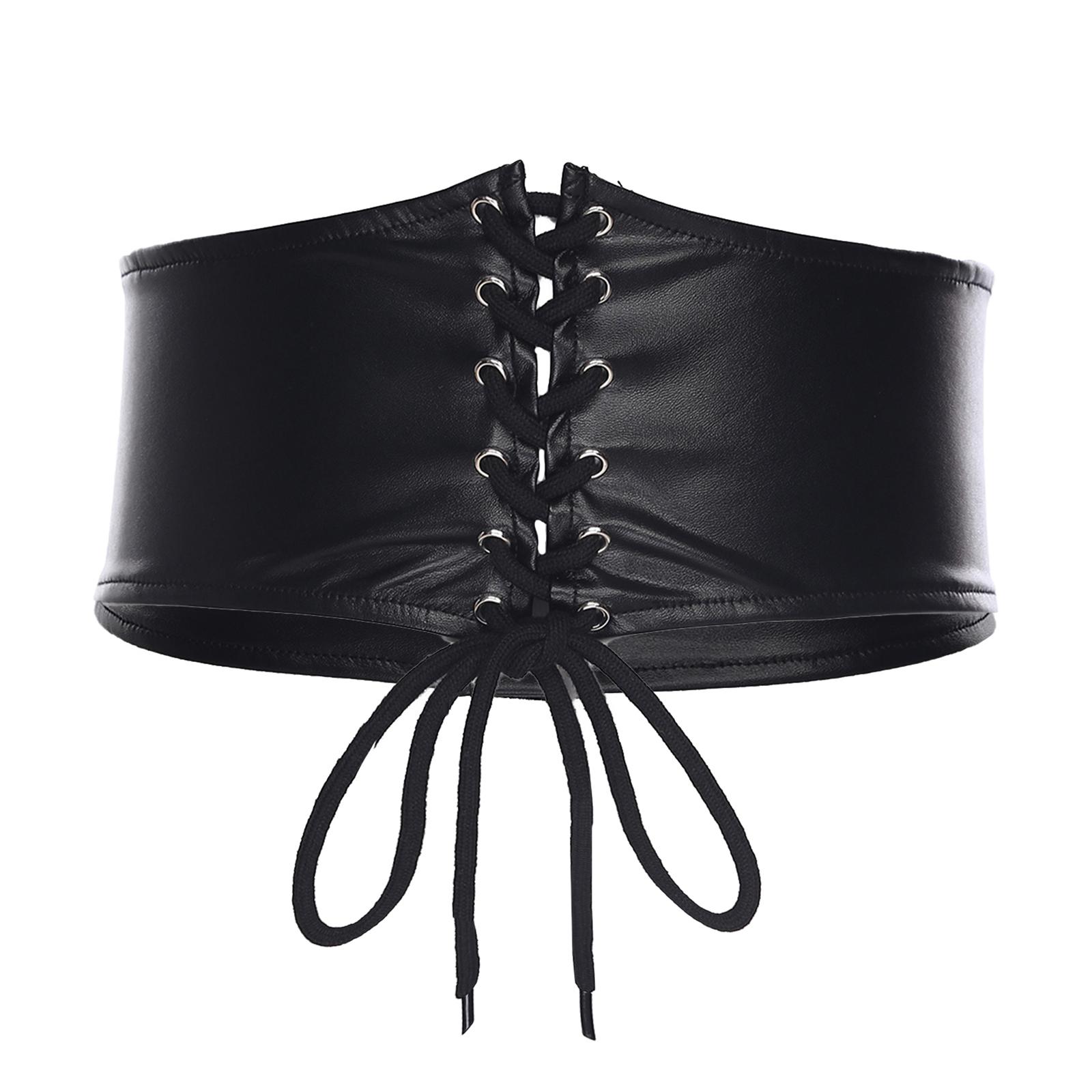 

Жіночий декоративний пояс на талію зі шкірозамінника (PU шкіра), широкий дизайн, шнурівка спереду, корсетний пояс-стяжка, аксесуар для одягу 7-8 Years чорний