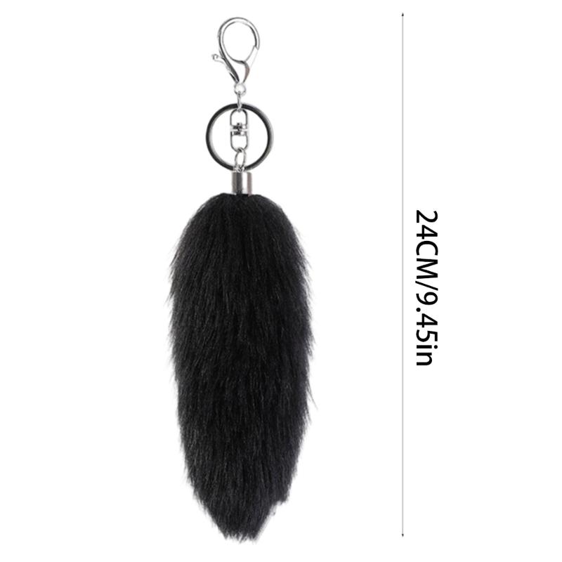 Stylish Artificial Animal Tail Keychain Soft Plush Key Ring Versatile Bag Decoration Youth Fashion Accessory for Purse