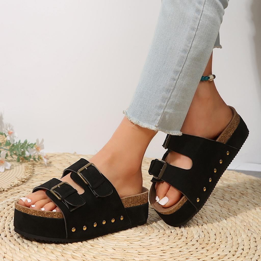 2025 Flat Slippers Women Slippers Indoor Bottom Non Slip Cork Slippers Women's Beach Outdoor Home Flip Flops Sandals