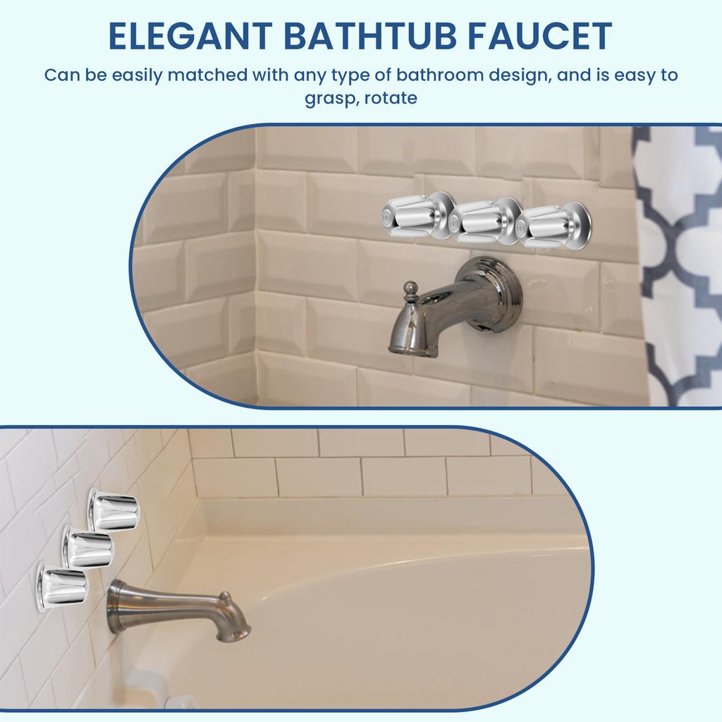 3Pcs Shower Knob Replacement for Verve Zinc Alloy Shower Faucet Handle Metal Bathtub Shower Faucet Knob with Screws Hot Cold and