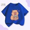 Unisex Kids’ Cute Capybara Milk Tea Cartoon T-Shirt - Loose Summer Casual Short Sleeve Top
