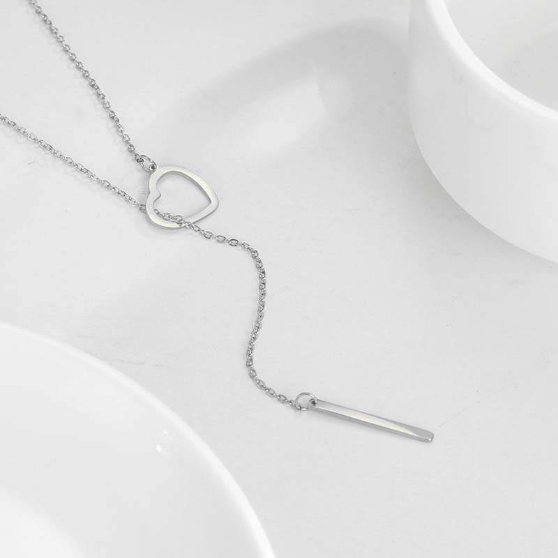 Stainless Steel Gold Color Heart Pendant Necklace For Women Simple Metal Long Pull Adjustable Chain Necklace Jewelry Gift