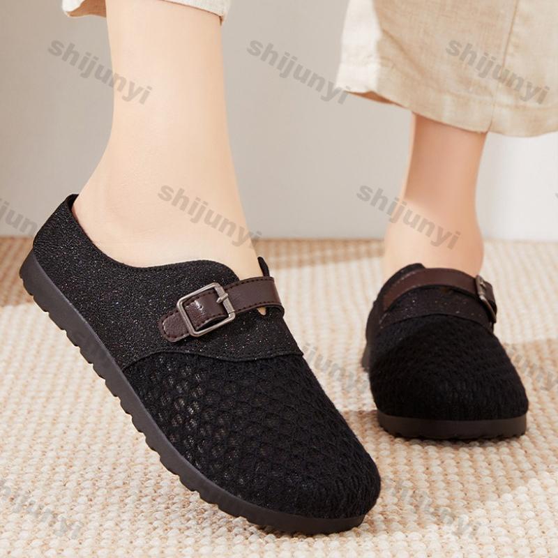 Fashion Women Shoes 2025 Summer New Breathable Mesh Non Slip Half Drag Shoes Comfortable Soft Sole Outdoor Women Fly Weave Casual Shoes