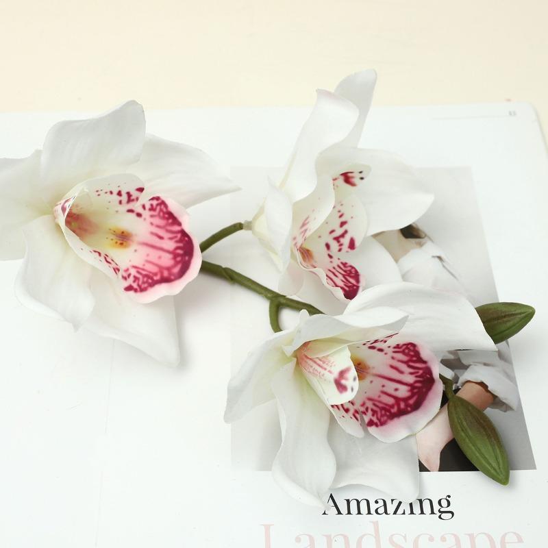 

Имитация касания Цимбидиум Гоеринга Имитация Цимбидиума Гоеринга Украшение для дома, гостиной Искусственный цветок Бонсай белый