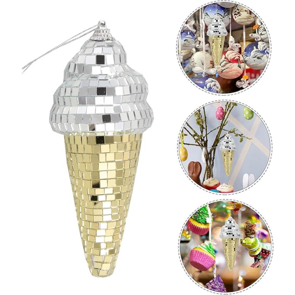 Décoration Boules Disco en Forme de Glace, Mini Boule Miroir Disco pour Bar Ktv Club Scène Maison Mariage Anniversaire Fête Ornements Suspendus Boule Disco