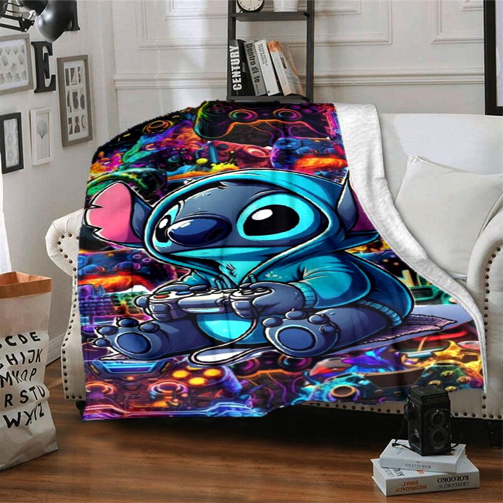 1Pc Lilo Stitch Tropical Adventure Blanket For Couch Bed Plush Cozy Fuzzy Blanket Super Soft Warm Blankets For Fall And Winter 091884