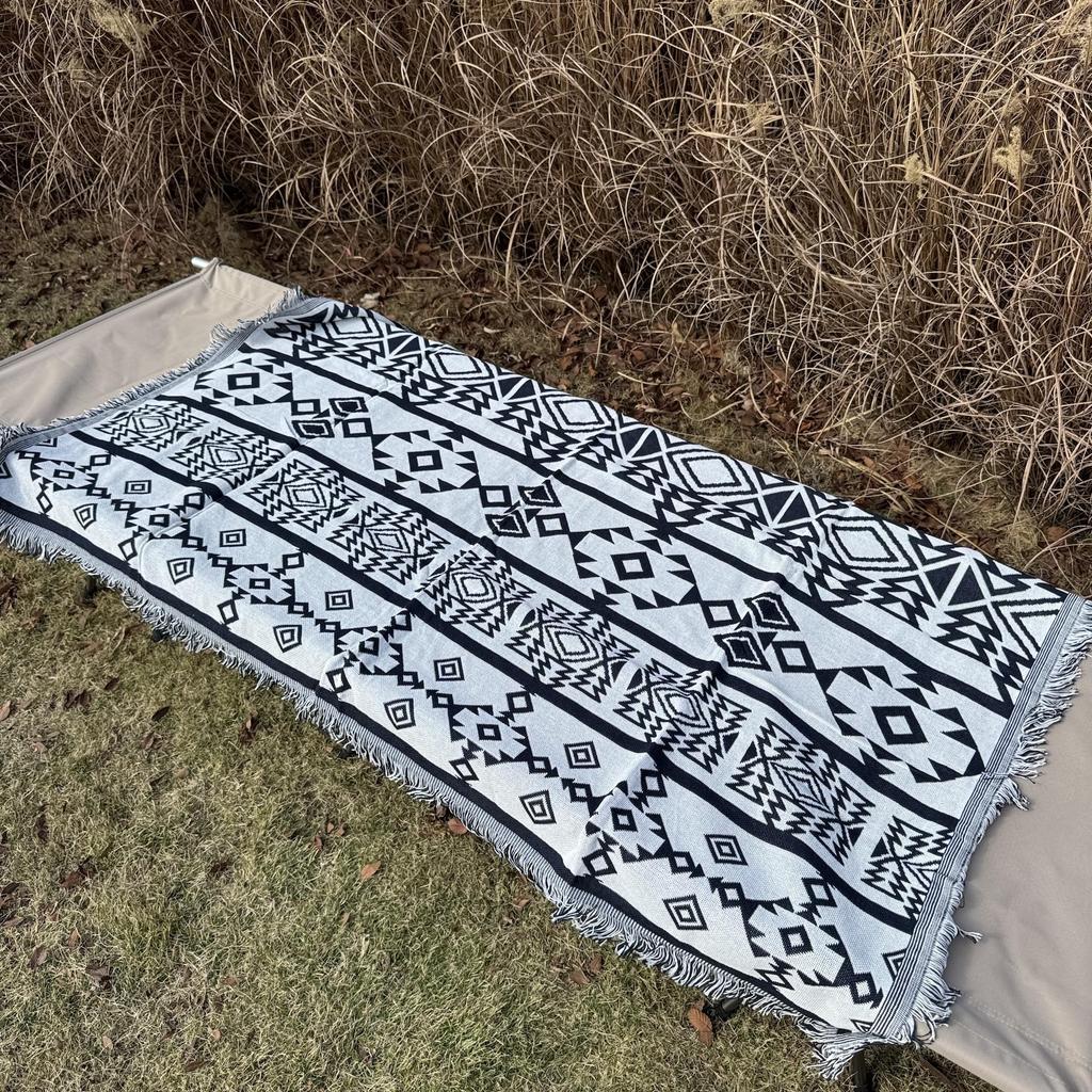 Peel Forest Camping Large Outdoor Ethnic Cotton Tent Black and 90 X 150 Cm Scandinavian-style Blanket, Rug, Style, Blend, Monochrome, Washable, Mat,