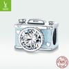 Camera S925 Sterling Silver Beads, Record Life Diamond-Set Diy Beads Bsc264