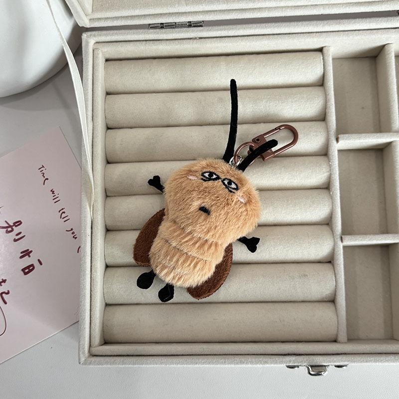Cartoon Plush Cute Funny Cockroach Shape Doll Keychain Pendant Student Backpack Decoration Student Fun Roach Plush Keyring Toy