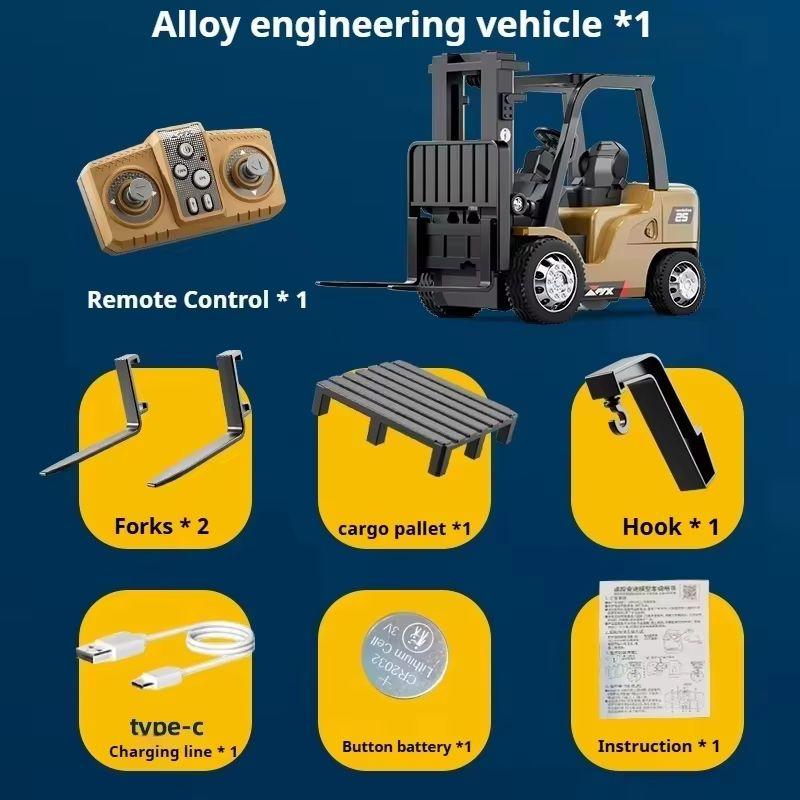 1/64 Rc Forklift Mini Semi-Proportional 2.4g Rc Car Bluetooth Alloy Remote Control Engineering Vehicle Children Toys Ask Nanfeng