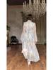 2024 Elegant French Slimming Dress with Flared Sleeves & Waist Tie for Women