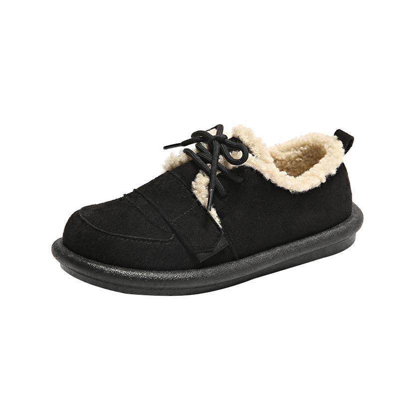 Autumn Winter Women's Cotton Shoes Outdoor Flat Plush Warm Womens Loafers Casual Slip-On Comfortable Women's Shoes Zapatos Mujer