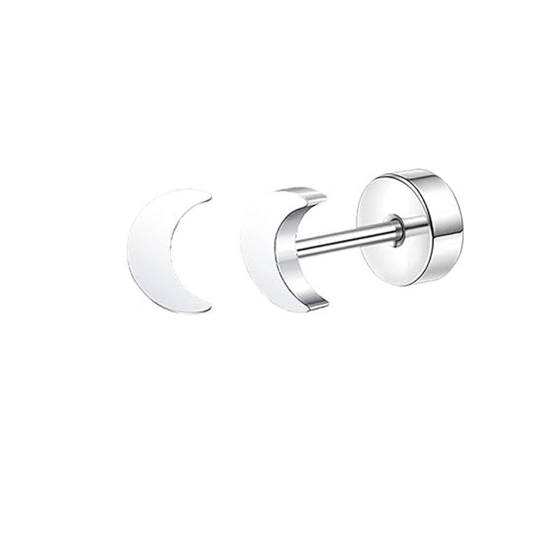 2PCS/Set Stainless Steel Heart Moon Earbone Stud Screw Ball Stud Earrings for Women Fashion Ear Tragus Cartilage Body Piercing