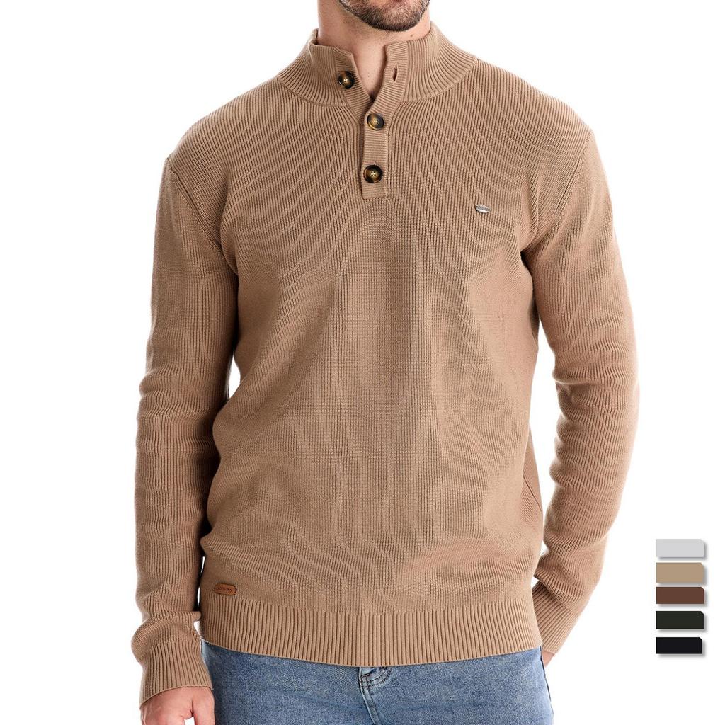 Autumn And Winter New Sweater Stand Up Collar Men'S High-Quality Business Sweater Solid Color Casual Knit Sweater