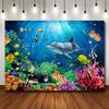 Unterwasserwelt Delfin Koralle Seegras Meeresboden Aquarium Thema Fotografie Hintergrund Kindergeburtstag Party Dekor Kulisse