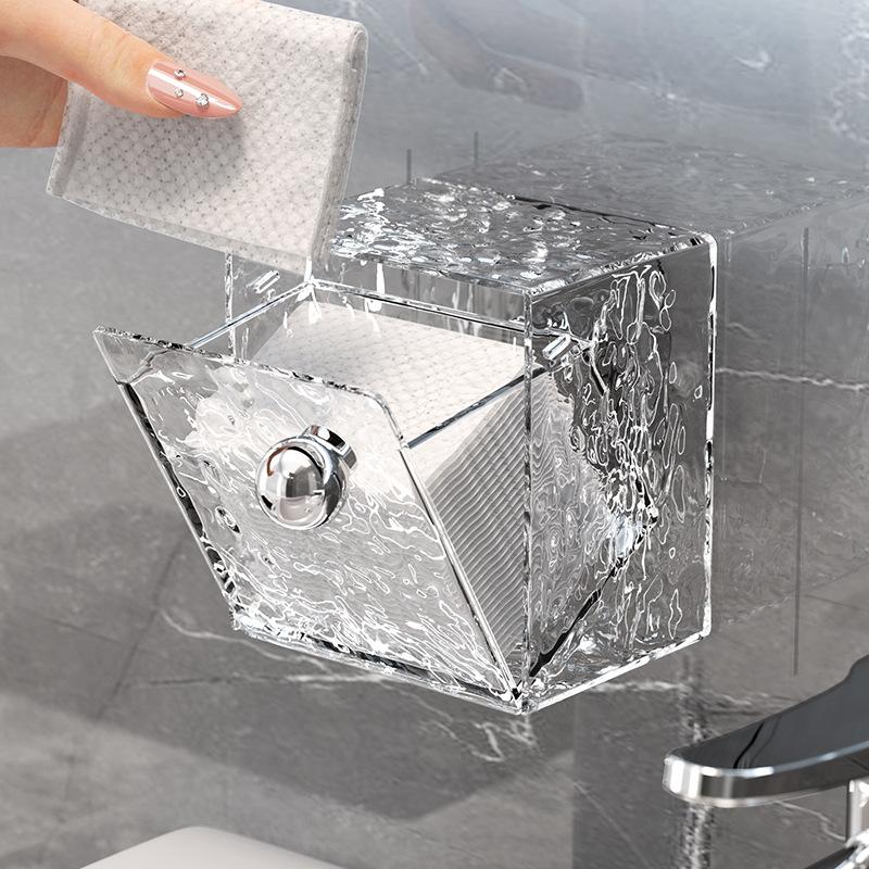 Mirror Cabinet Storage Box, Wall-mounted Without Drilling, Bathroom, Cosmetics, Lipstick Storage, Transparent Cotton Swab Box, Storage Box