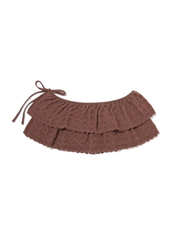Kirsh Ruffle Wrap Knit Skirt [Brown]
