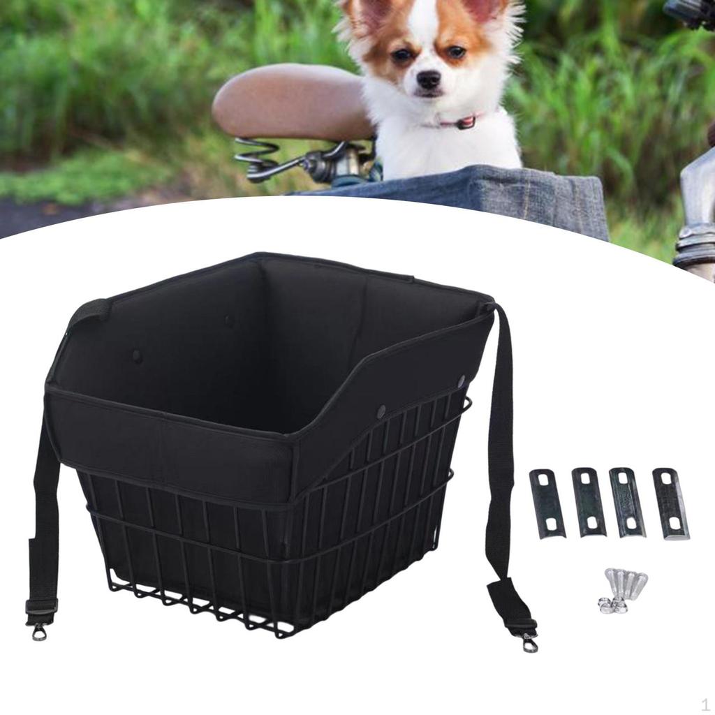 Basket Bike Pannier Container Accessories Sundries Organizer with Liner Bag for Outdoor