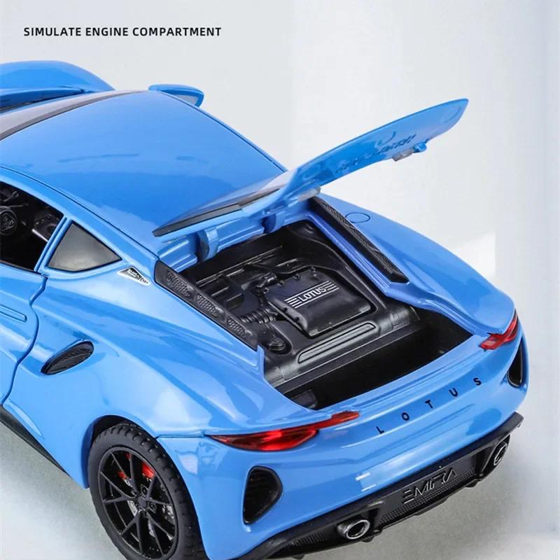 1/24 Lotus Emira Evija Alloy Sports Car Model Diecasts Metal Racing Car Vehicles Model Simulation Sound Light Collection KidsToy