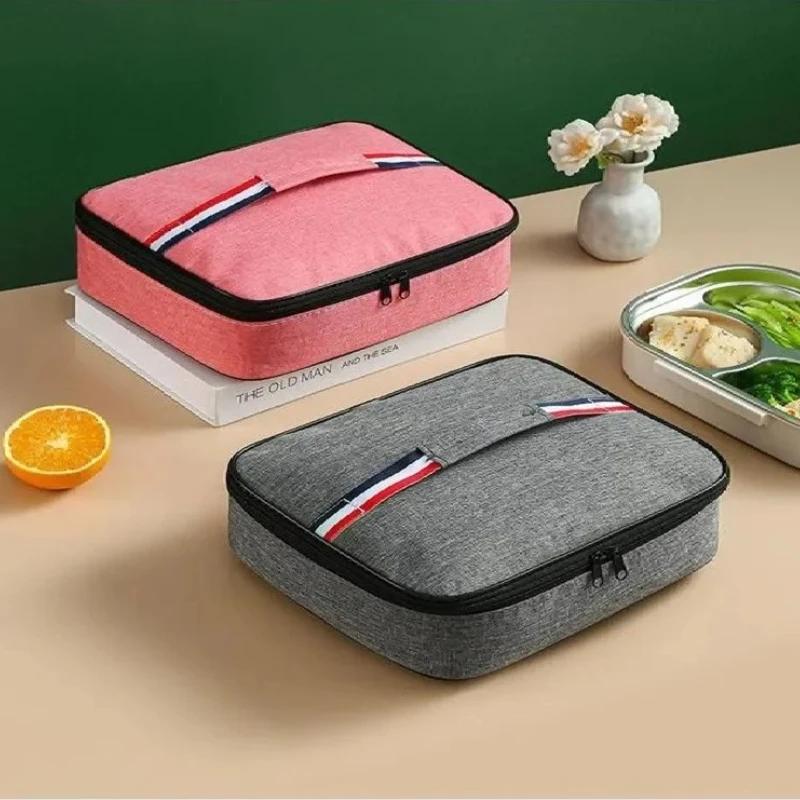 Camping Picnic Insulated Lunch Box-Oxford Cloth+Aluminum Foil Cold Food Cooler Thermal Bag Handbag, Men Women Travel Portable