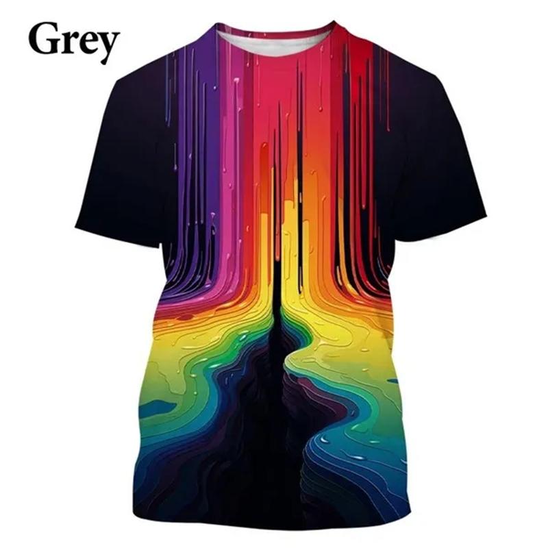 

Футболка с разноцветными брызгами чернил и радугой, 3D-принт, для мужчин и женщин, модная одежда, футболка, одежда с круглым вырезом и коротким рукавом, топы и футболки 6XL