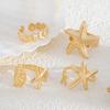 4Pcs Ocean Style Ring Set, Adjustable Open Rings, Gold Plated Starfish Seashell Rings, Dainty Summer Beach Jewelry Gifts for Women