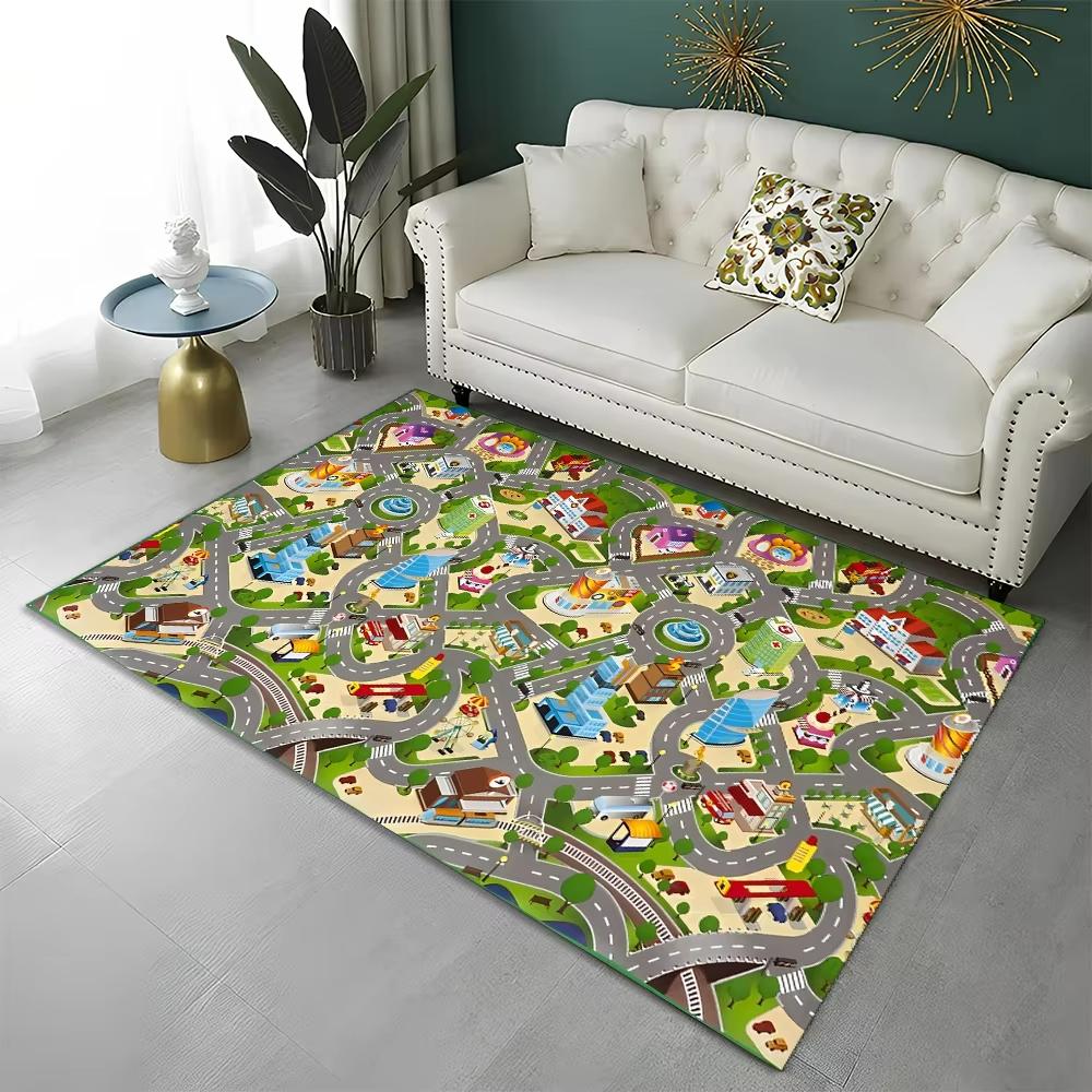 

Highway City Traffic Playmat Non-Slip City Traffic Rug for Children s Playroom Traffic Theme Play Rug Home Decor Entry Doormat 40X60cm