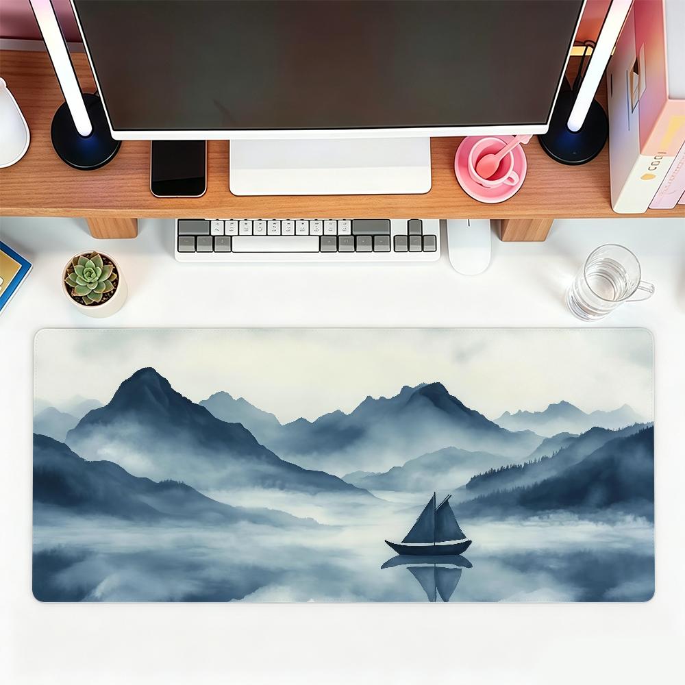 Tuschemalerei Landschaftsmalerei Sonnenuntergang Mauspads Für Büro Gaming Und Tastaturen Rutschfest Groß Wasserdicht