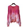 Splicing Imitation Mink Velvet Knitted Sweater Top Autumn and Winter New Loose and Gradual Change Color Bright Silk Sweater Pullover Women