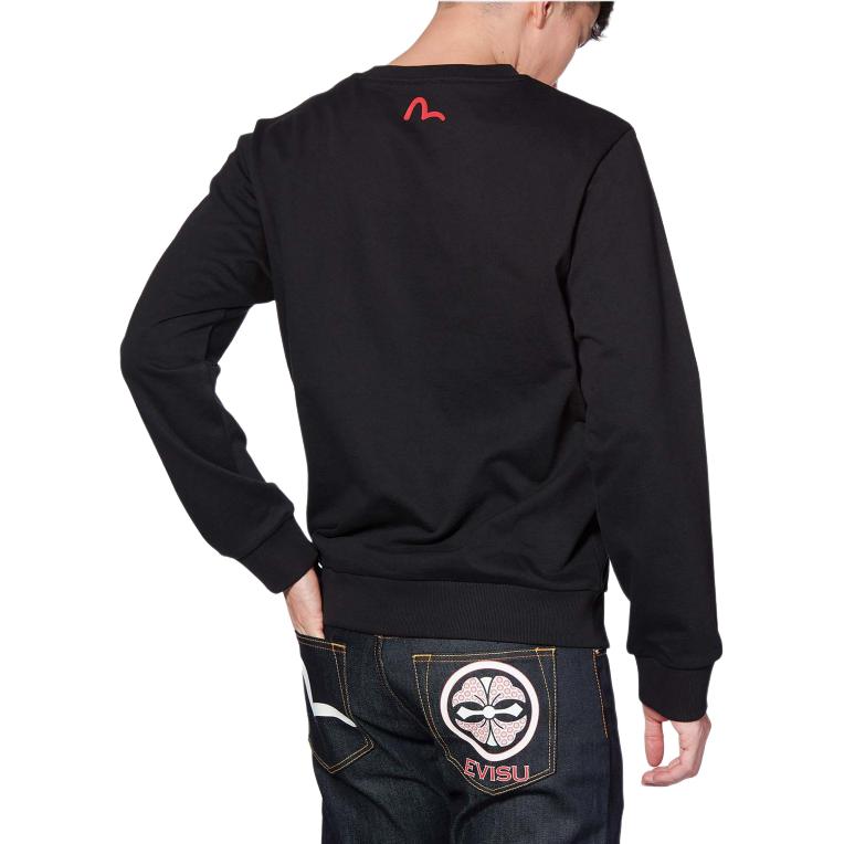Evisu Family Flower Little Seagull Print Sweatshirt Men Sweatshirt Black 2EAHTM0SW410XX