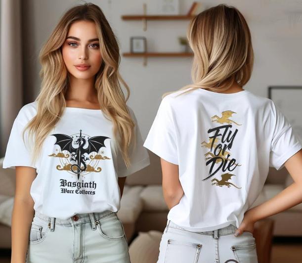 Fourth Wing TShirt Basgiath War College DoubleSided Design Womens Tshirt S