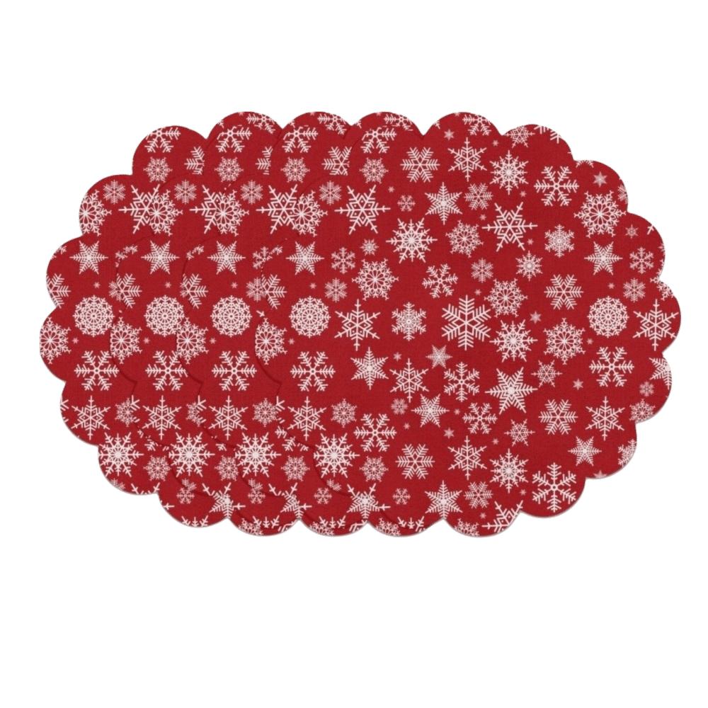 4pcs Coaster Christmas Table Placemat Snowman Elk Round Dining Mat Xmas Table Mat  Table Setting
