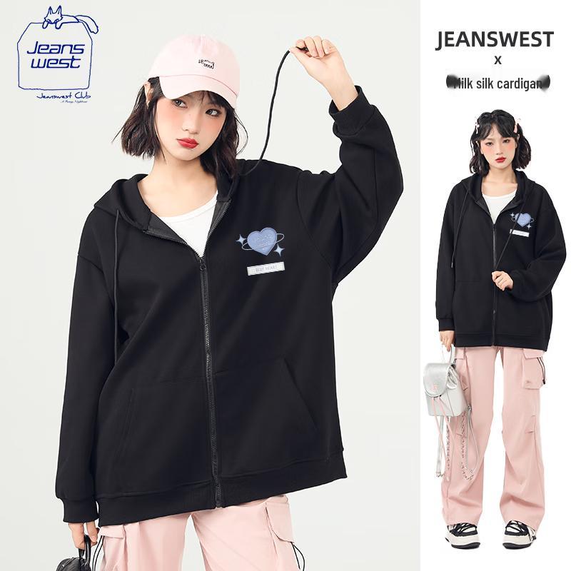 

JEANSWEST CLUB Women s Hooded Zip-Up Cardigan Sweatshirt S