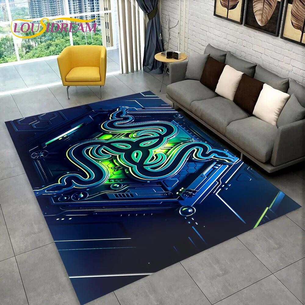 Dywanik 3D z logo Razer Gra Gracz Wąż do domu salonu sypialni sofy wycieraczka dekoracyjna, dywanik do zabawy dla dzieci antypoślizgowa mata podłogowa