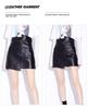 Spring Women's High Waist Genuine Sheepskin Leather A-line Shorts